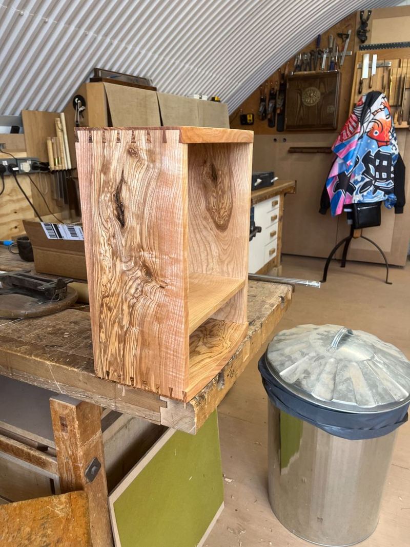 Side profile at LSF — half-blind dovetails at the corner