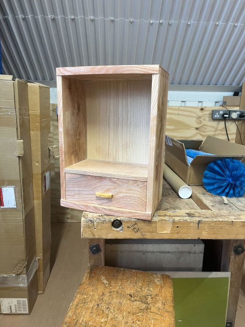 Drawer and handle detail — satinwood handle hand-shaped